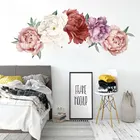DIY Пион Роза цветы принт обои Стикеры s искусства детские наклейки для детской Гостиная украшения Настенная Наклейка Стикеры подарок