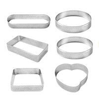 stainless steel porous tart ring bottom tower pie cake mould baking toolsheat resistant perforated cake mousse ring for pastry c