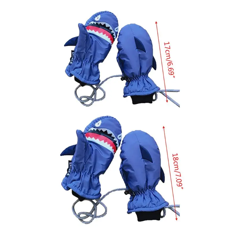 

KLV New Winter Kids Thicken Warm Ski Gloves Cute Cartoon Sharp Printed Children Waterproof Baby Mittens
