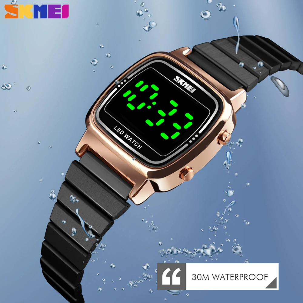 SKMEI новые роскошные Цифровые женские наручные часы повседневный светодиодный