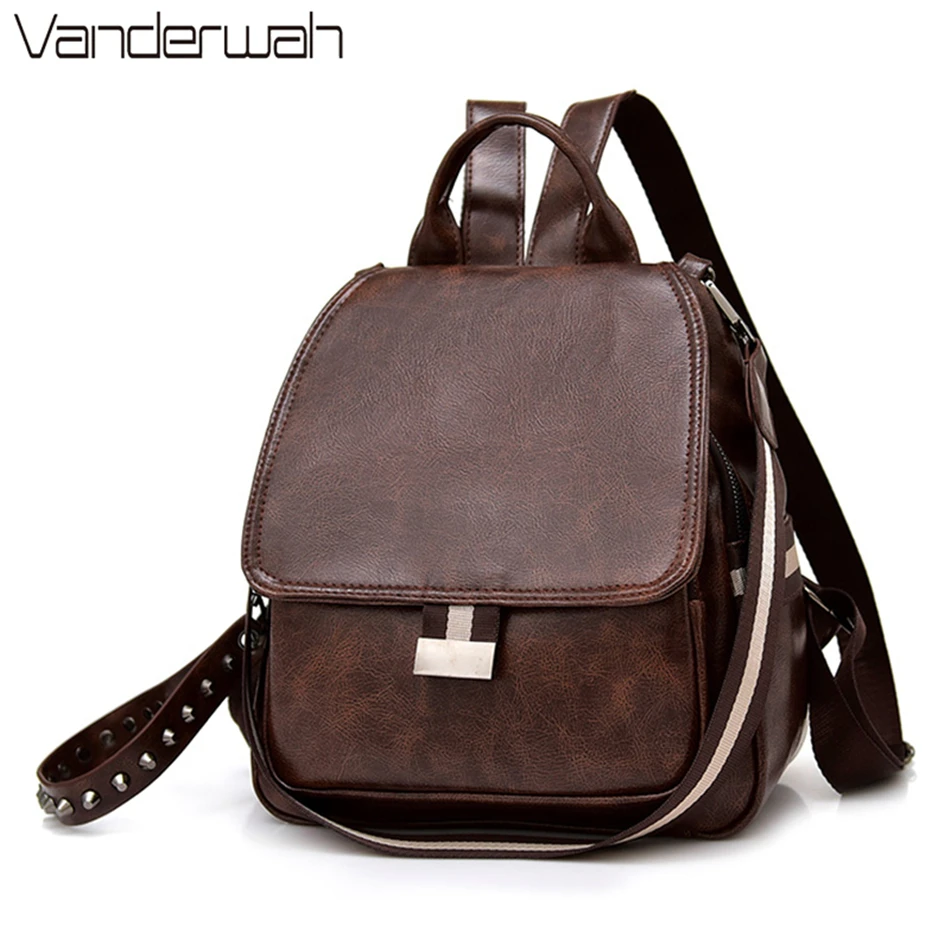3 в 1 рюкзак женские Модные Винтажные кожаные рюкзаки школьные сумки на плечо для