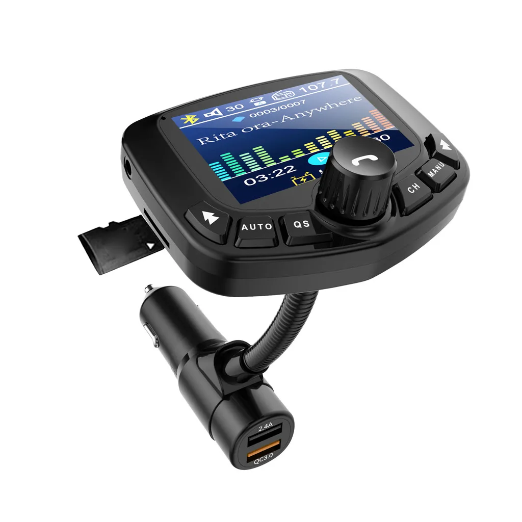 ВКЛ. Выкл. Bluetooth 5,0 FM передатчик модулятор Handsfree автомобильный комплект TF USB музыка AUX аудио MP3 плеер