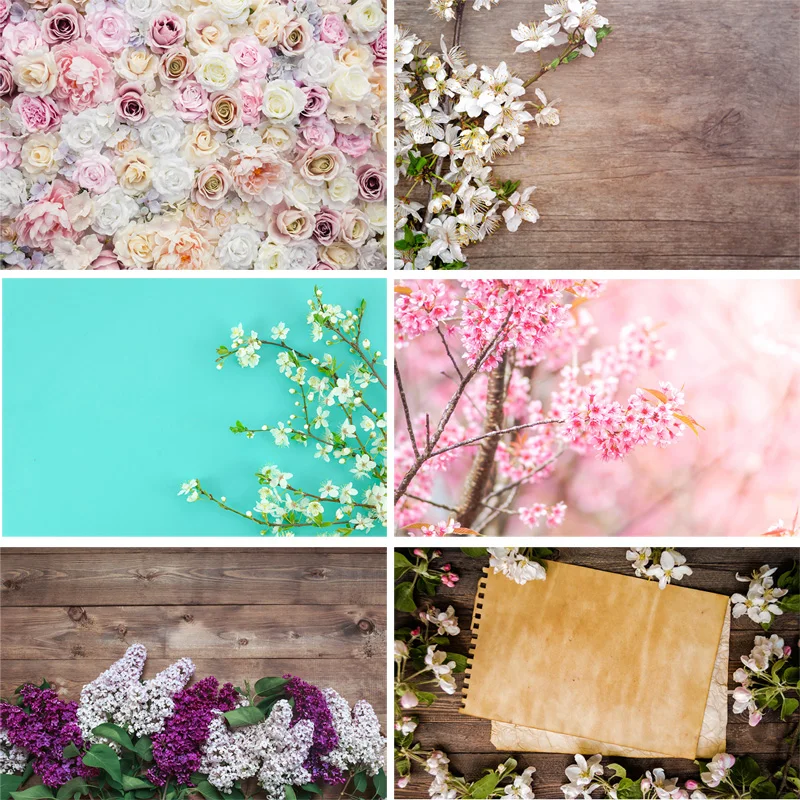 

Vinyl Custom Photography Backdrops Prop scenery+ Flower and Wooden Planks Photography Background 190117SK-0001