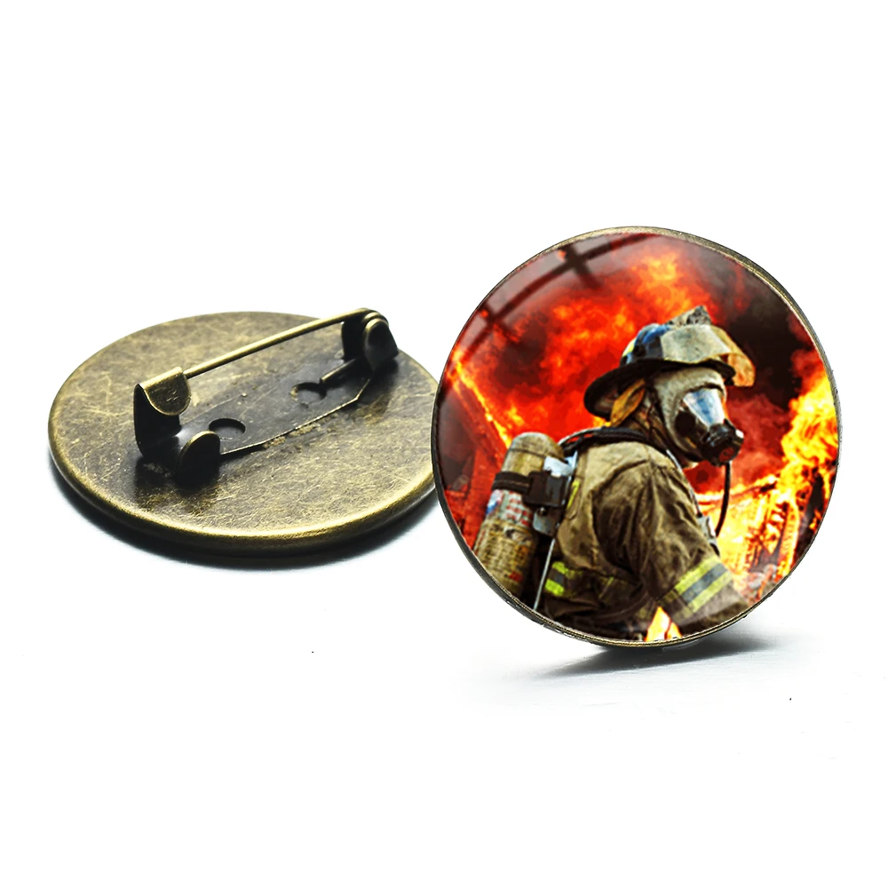 Азиатских пожарный символ значки брошь ручной работы пожарные узор стеклянная
