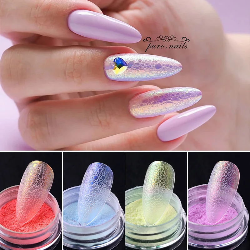 Блестящие блестящие пузырьки для ногтей Ice Aurora золотистого и серебристого