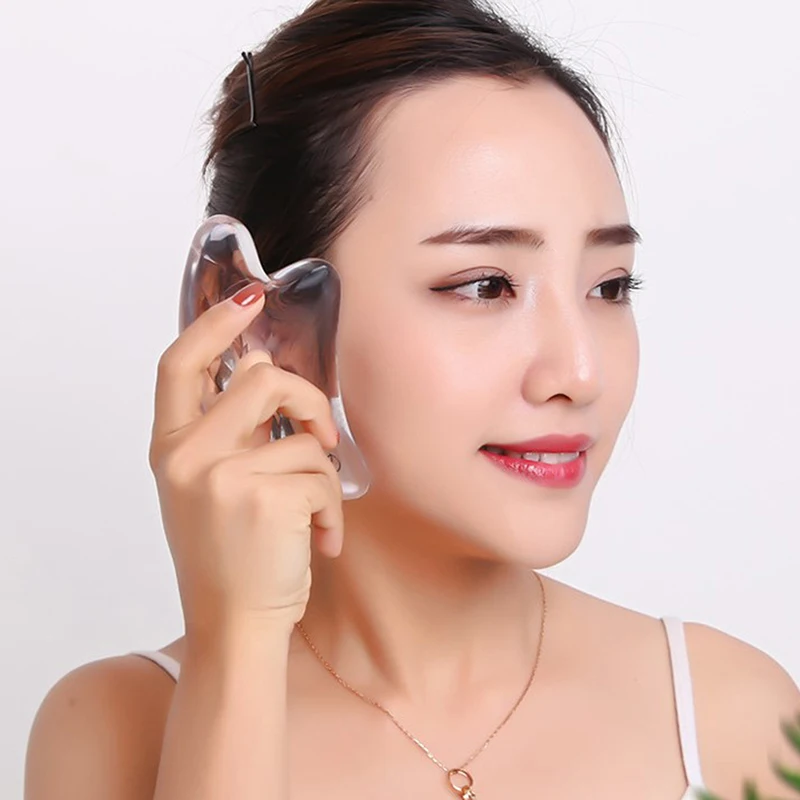 

gua sha scraper massage transparent crystal plate gua sha facial and neck skin lifting and wrinkle beauty treatment dropshipping