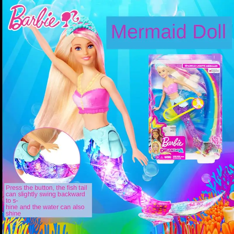 Оригинальная кукла Барби сказочная Русалочка светящийся хвост движущаяся рыба