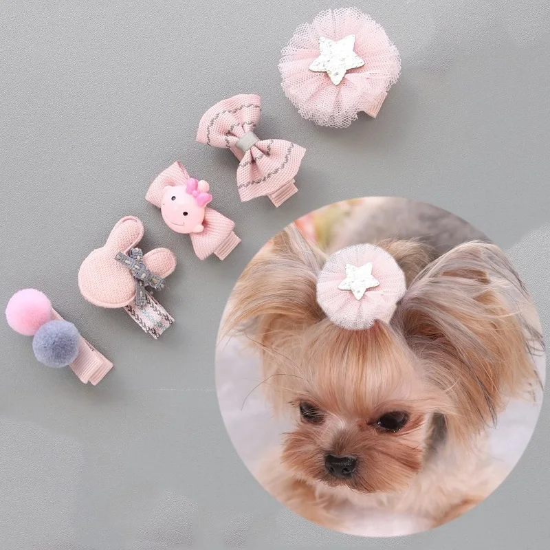 5 шт. в 1 наборе заколки для домашних питомцев С Цветочным видением плюшевый