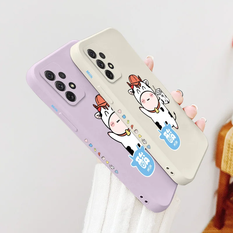 

Chubby Cow Case For Samsung A72 A52 A42 A32 A22 A21S A02S A12 A02 A71 A51 A41 A31 S21 S20 FE S10 S9 Ultra Plus Soft Back Cover