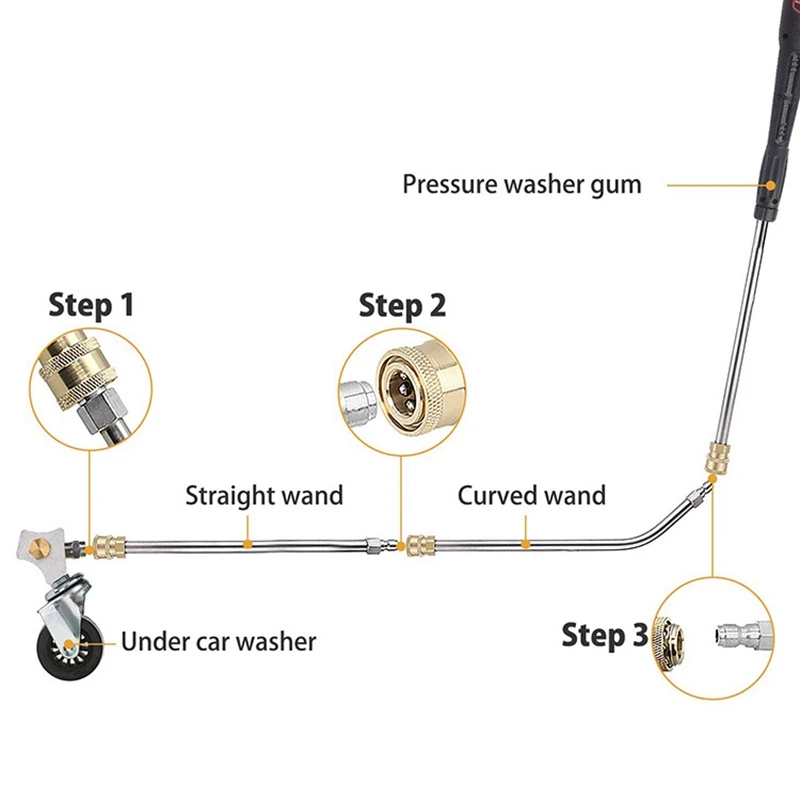 

13 Inch Pressure Washer Undercarriage Cleaner,Garden Cleaning Machine with 2 Washer Extension Wands, 4000 PSI (Black)