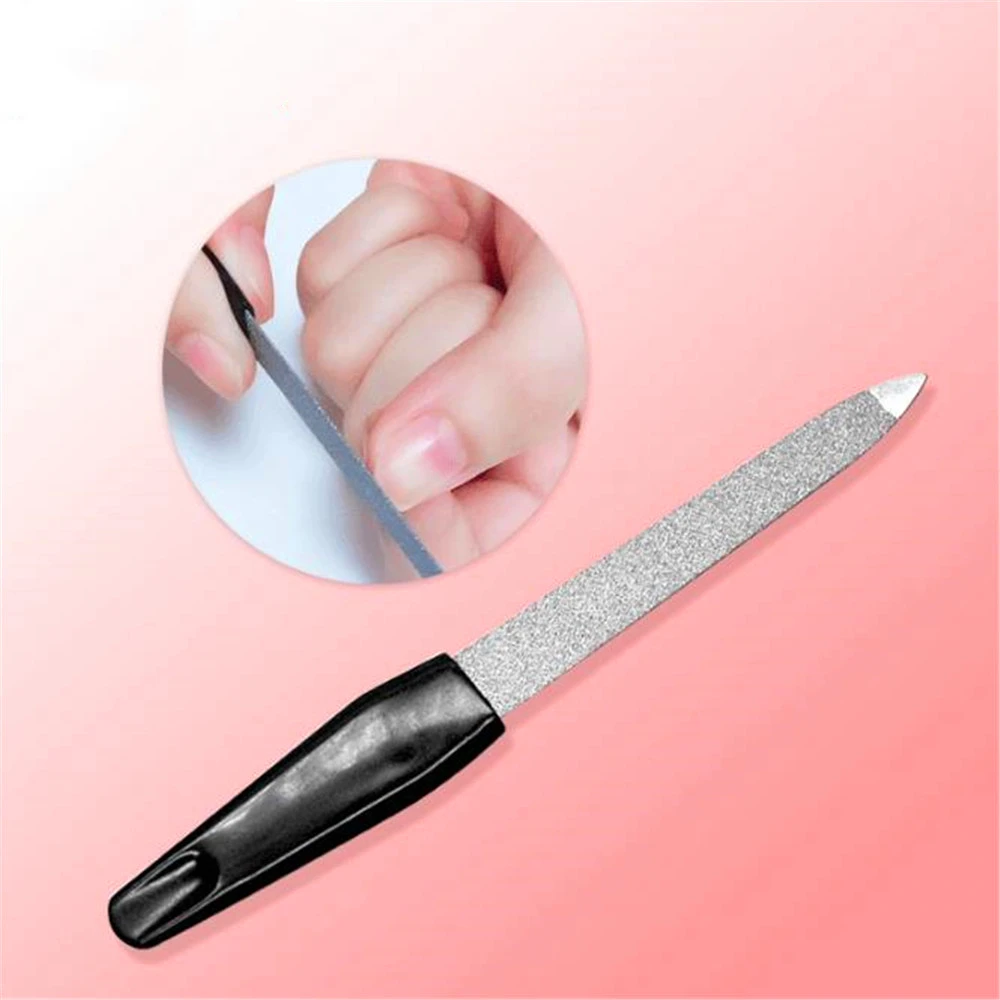1 шт. модные черные ручки двухсторонний Металл пилки для ногтей сильные края