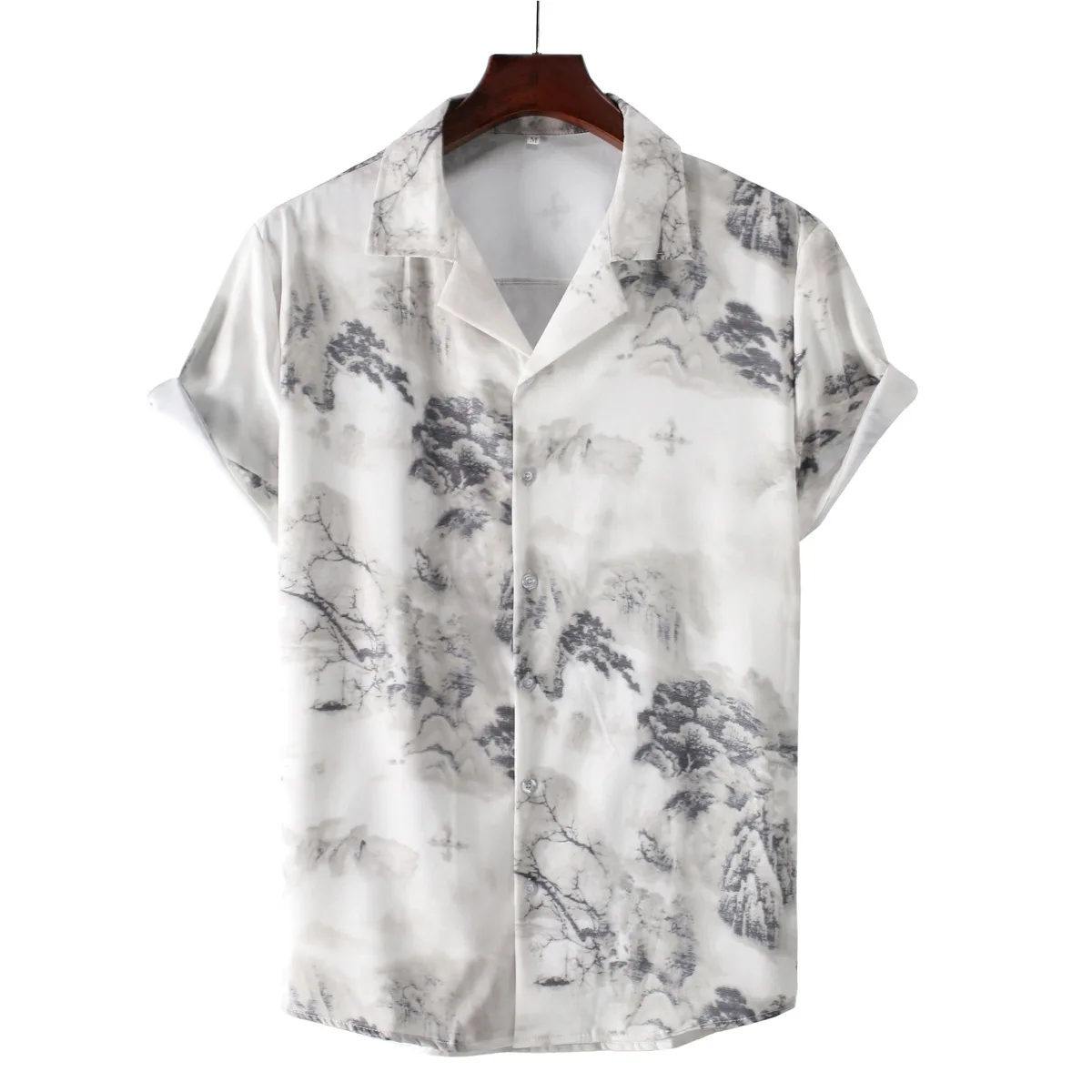 

FARDRESS 2021 Summer New Digital Printed Suit Collar Short Sleeve Shirt