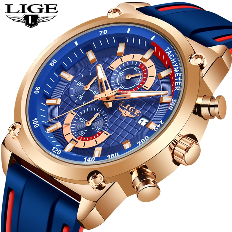 Часы наручные LIGE Мужские кварцевые роскошные брендовые уникальные спортивные