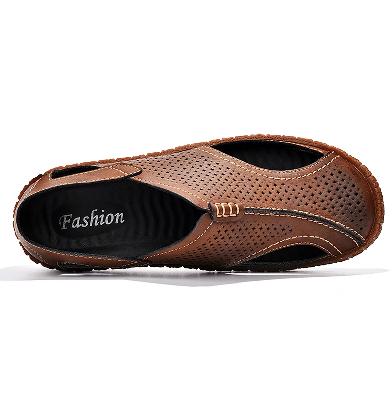 Мужские сандалии ZFTL из натуральной кожи пляжные на резиновой нескользящей