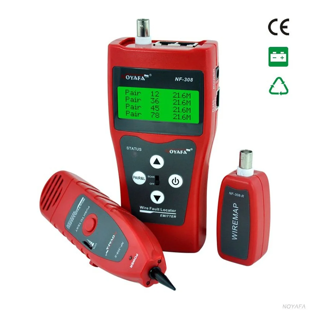 Network monitoring cable tester LCD NF-308 Wire Fault Locator LAN Coacial BNC USB RJ45 RJ11 red color NF_308 | Компьютеры и офис