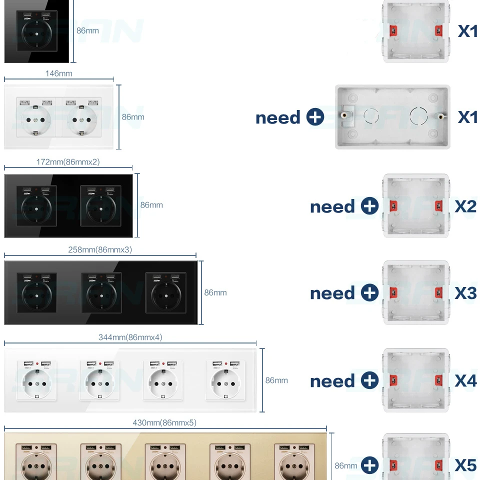 Регулируемая Монтажная коробка SRAN внутренняя кассета 86 мм * 83 50 для выключателя