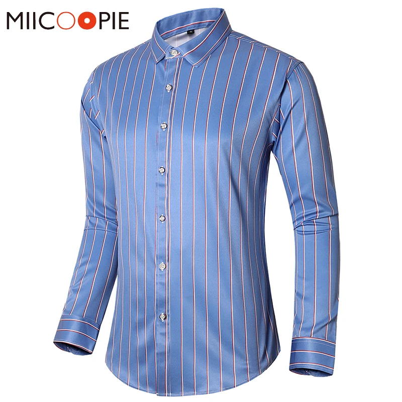 

Рубашка мужская с длинным рукавом, стрейчевая блуза с принтом, на пуговицах, Классический крой, в полоску, большие размеры 7XL