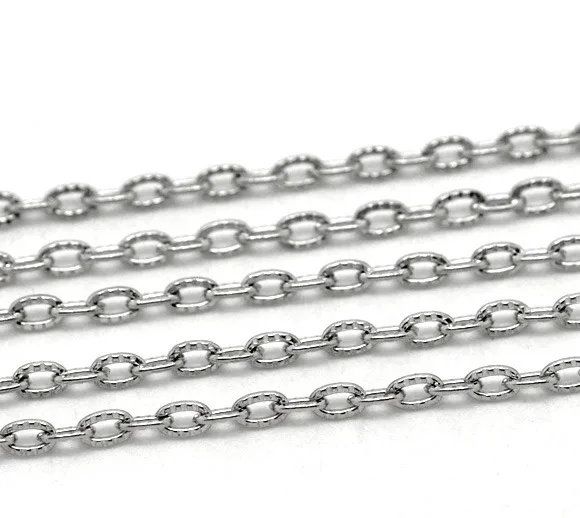 DoreenBeads Серебристые звенья-открытые текстурированные Кабельные цепи фурнитура 4