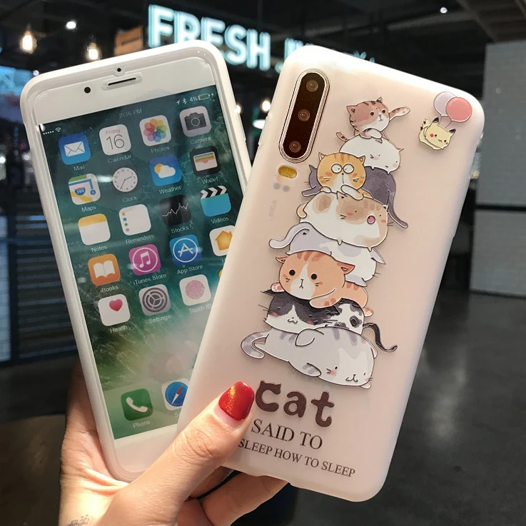 Розовый милый чехол с цветами для телефона Huawei P Smart Y9 Y7 2019 девочек кошкой 3D