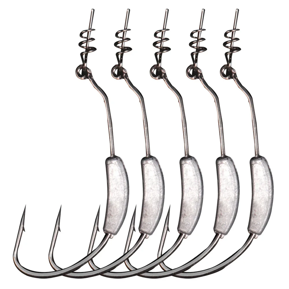 

5pcs/lot Weighted Fishing Hook 2g 2.5g 3g 5g 7g Barbed Lead Hook High Carbon Steel Jig Head Hook for Soft Lure