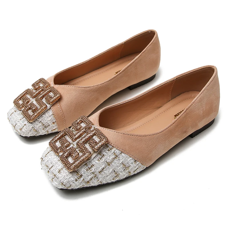 

Plus Size Rhinestone Square Toe casuales woman flats Breathable Ladies Shoe Loafers Luxury zapatos casuales de mujer women shoes