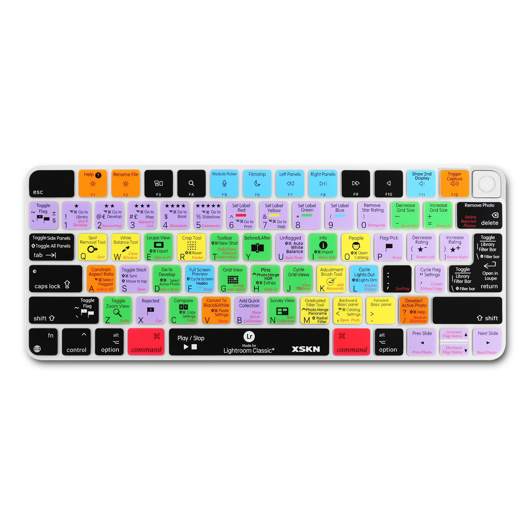 

XSKN Lightroom Classic Shortcuts Keyboard Cover for 2021 New iMac 24 Inch Magic Keyboard A2449 With Touch ID,A2450 With Lock Key