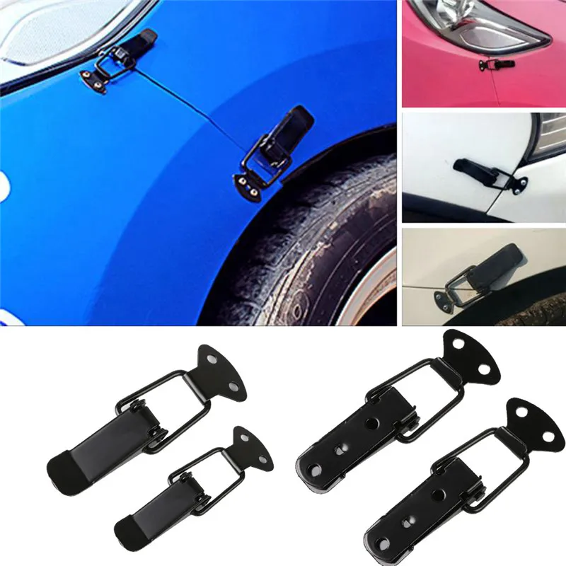 

2Pcs Universal Bumper Durable Security Hook Lock Clip Kit Clip Hasp For Racing Car Truck Hood Quick Release Fastener Auto