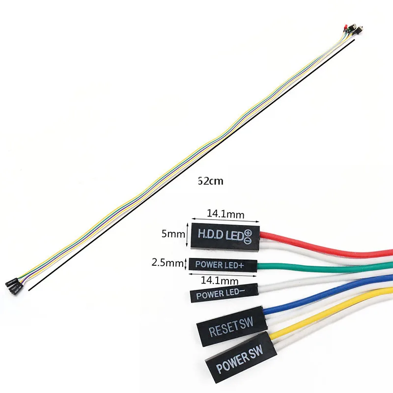 

1 X ATX PC Computer Motherboard Power Cable 2 Switch On/Off/Reset with LED Light 60CM