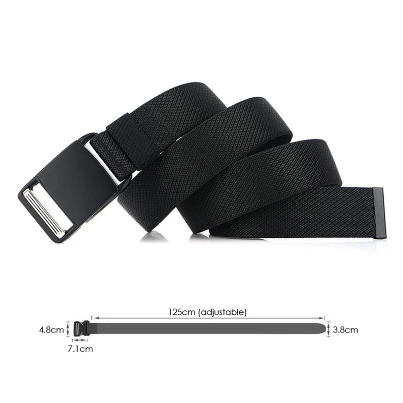 Ремень HSSEE мужской тактический матовый черный металлический эластичный пояс с