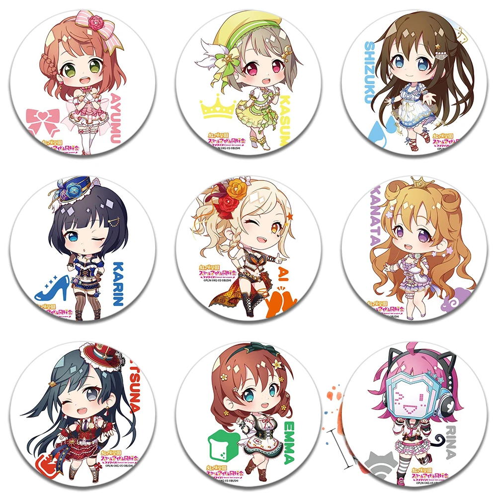 Love Live PERFECT Dream Project значок аниме PDP Ayumu Kasumi Shizuku Karin Kanata Ai Setsuna Эмма Верде металлический значок брошь булавки Love Live PERFECT Dream Project значок аниме PDP Ayumu Kasumi Shizuku Karin Kanata Ai Setsuna Эмма Верде металлический значок брошь булавки