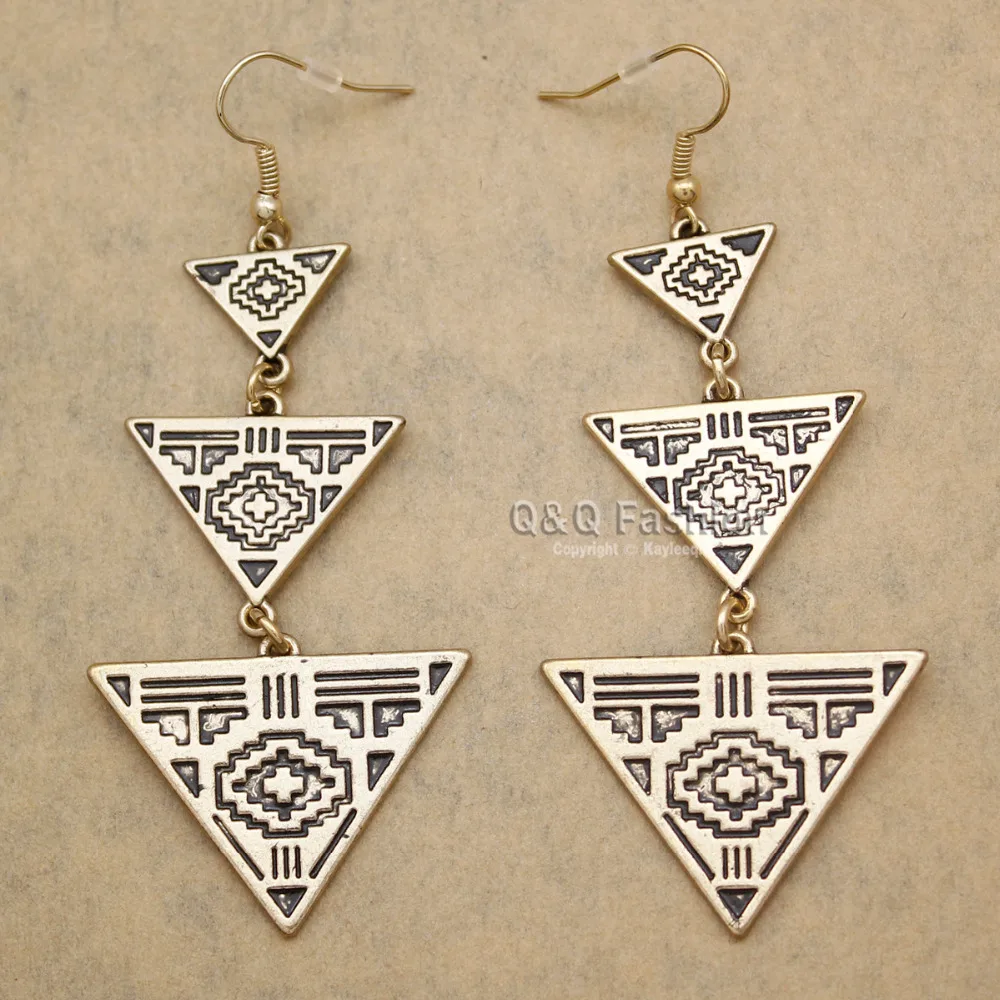 Ювелирные изделия египетские Orecchini золотые этнические Aztec люстра треугольный
