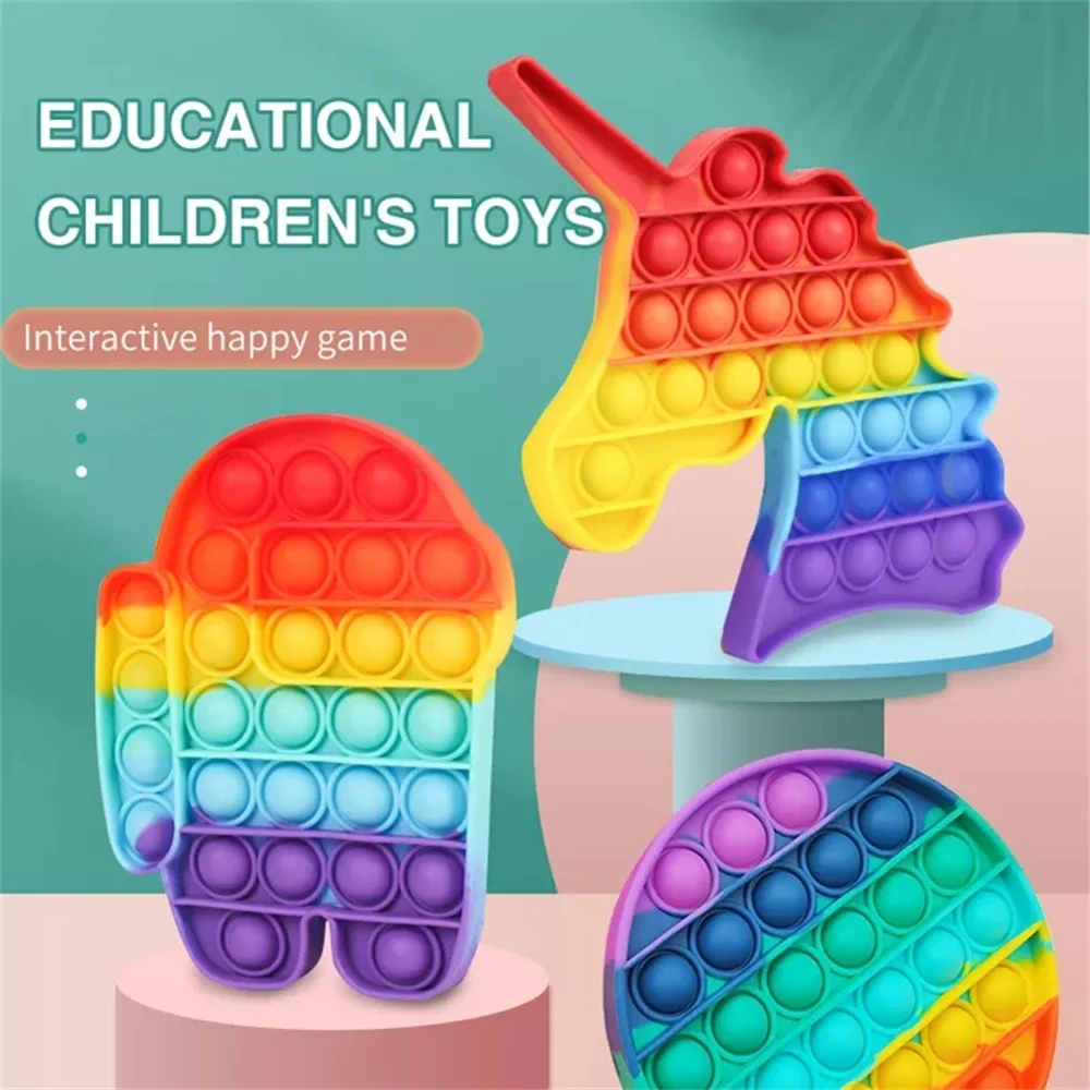 

Fidget Sensory Toy Push Bubble Silicone Game Toy Anxiety Stress Reliever Autism Learning Materials Gift for Kids Teens Adults