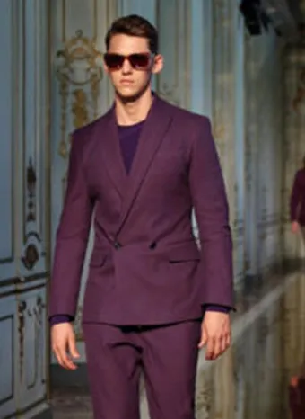 Модные двубортные мужские Костюмы Блейзер с брюками на заказ Mariage Homme Свадебные смокинги фиолетовый Лучший мужской костюм(пиджак+ брюки