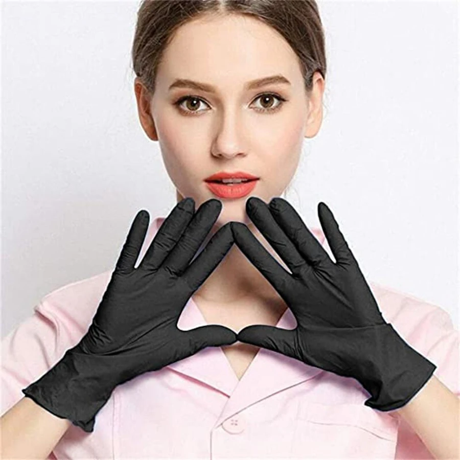 Tattoo Disposable Nitrile Gloves Powder Free Black Household Cleaning Kitchen Salon Blue White Protective Gloves 200pc