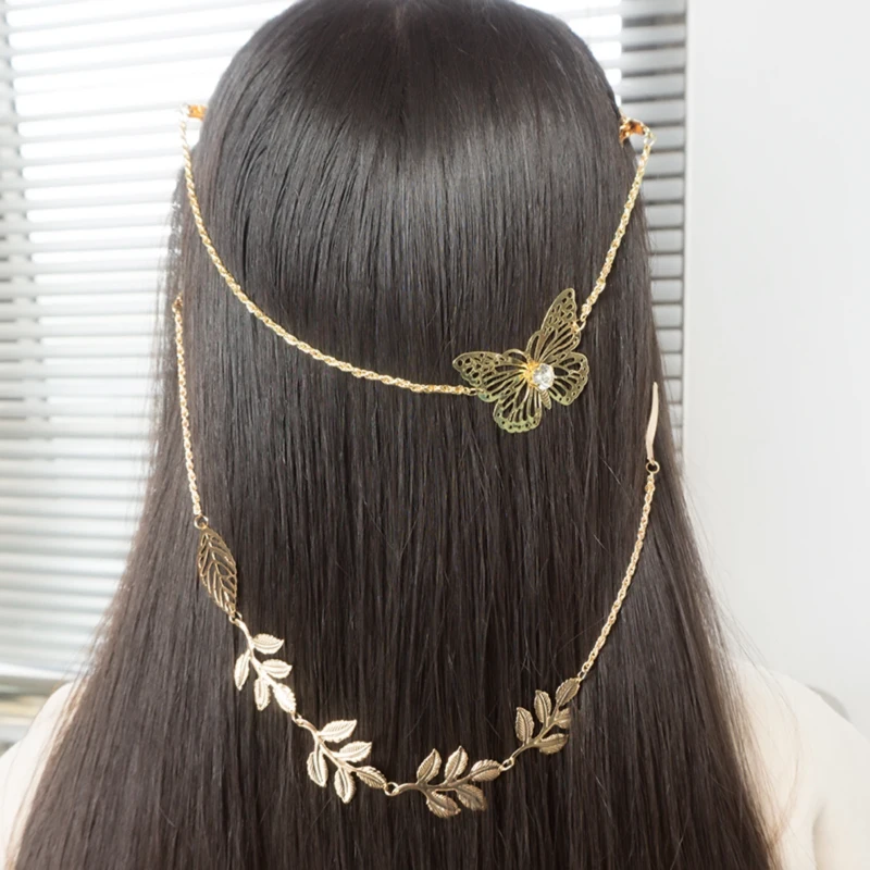 Золотой металлический лист Бабочка заколка для волос Сеть ювелирных свадебные