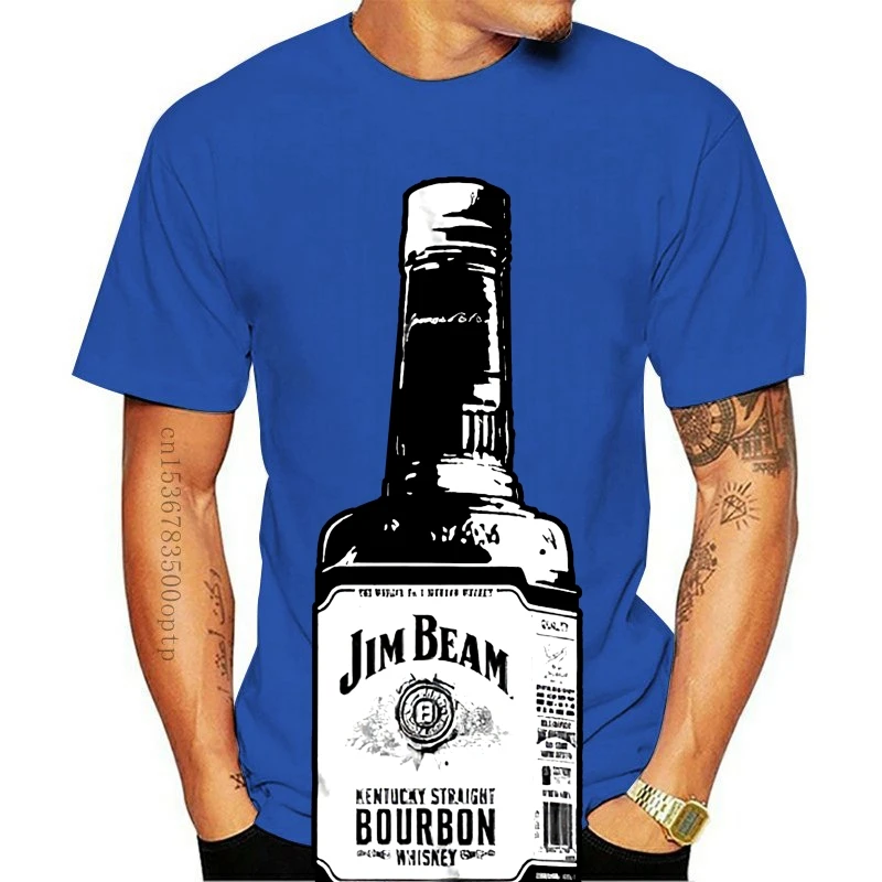 

Новая мужская черная футболка с графическим логотипом Jim Beam Bottle 2021