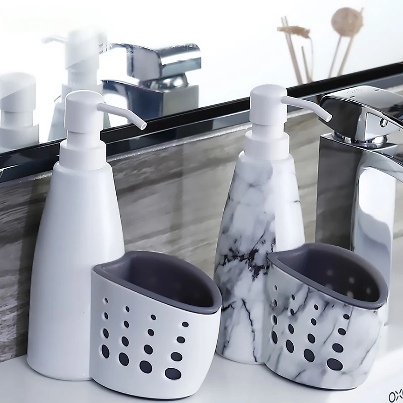 2in1Portable Soap Dispensers liquid Dispenser set with sponge storage Drainboard box holder Liquid Detergent Storage bottle | Дом и сад