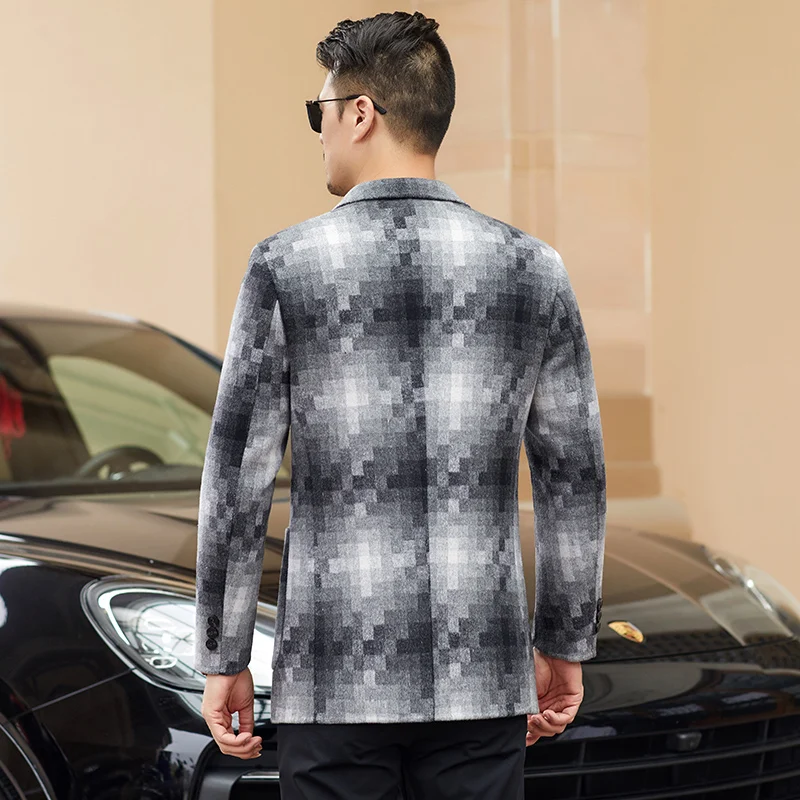 

BATMO 2020 new arrival autumn 60% wool casual jackets men,men's wool plaid blazer ,19B097