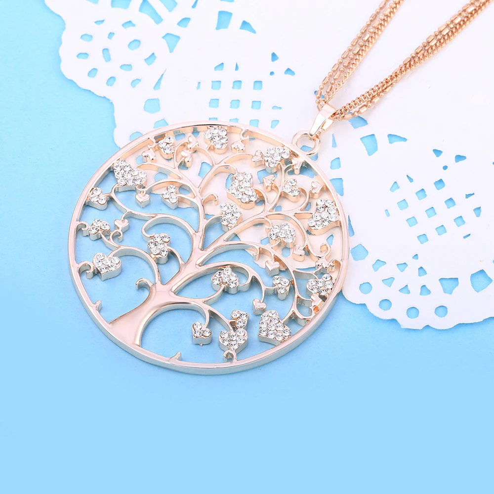 Цепочка с кулоном в виде дерева жизни женская длинное ожерелье форме сердца из