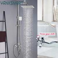 yanksmart rainfall shower system set bathroom shower faucet set adjust height handle wall mounted shower mixer water tap