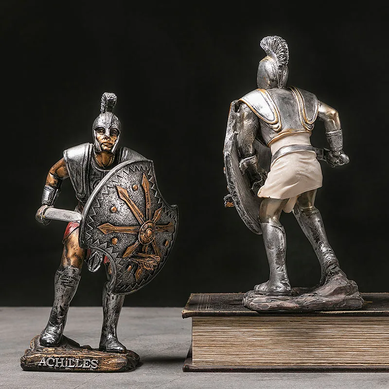 Скульптура средневековой древней греческой фигуры Ахиллес Спартанский персонаж