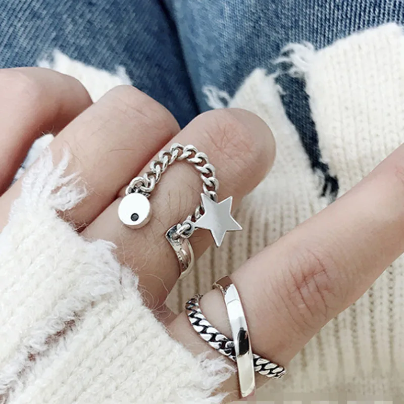 XIYANIKE серебряный цвет кисточка китайские звезды кольца для женщин пары винтажный