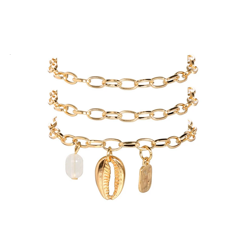 Браслеты Женские в стиле бохо многослойные металлические геометрические