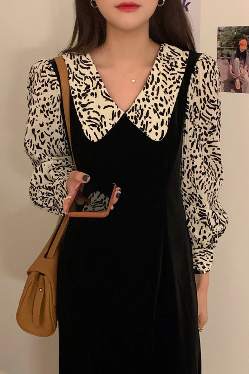 Зимнее платье корейское шикарное бархатное с воротником для младенцев