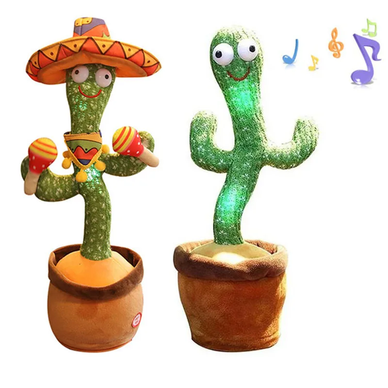 Dancing Cactus 120 Song Speaker Talking USB Charging Voice Repeat plush Cactu Dancer toy talk Plushie Stuffed toys for Baby Girl