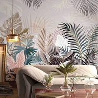 custom photo 3d tropical rainforest plant palm leaf interior decoration mural waterproof canvas painting wallpaper living room