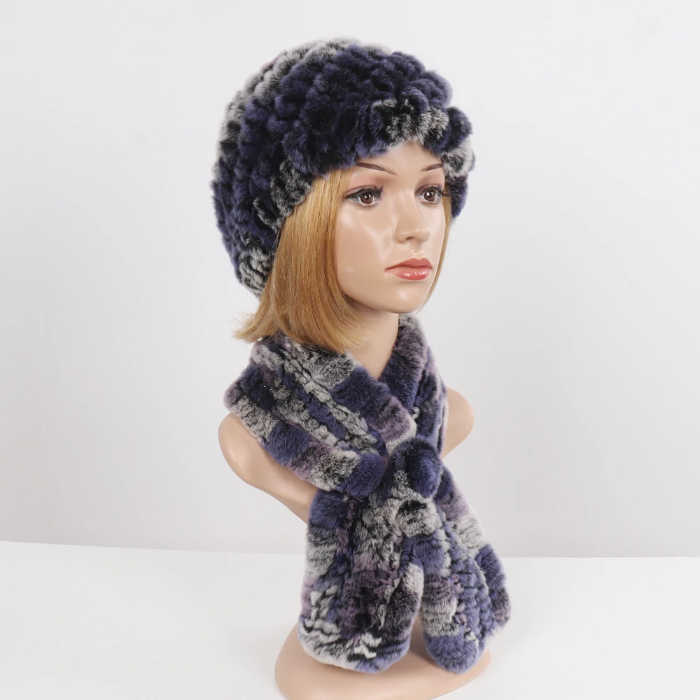 Модная женская меховая шапка для девушек зимняя из натурального меха кролика