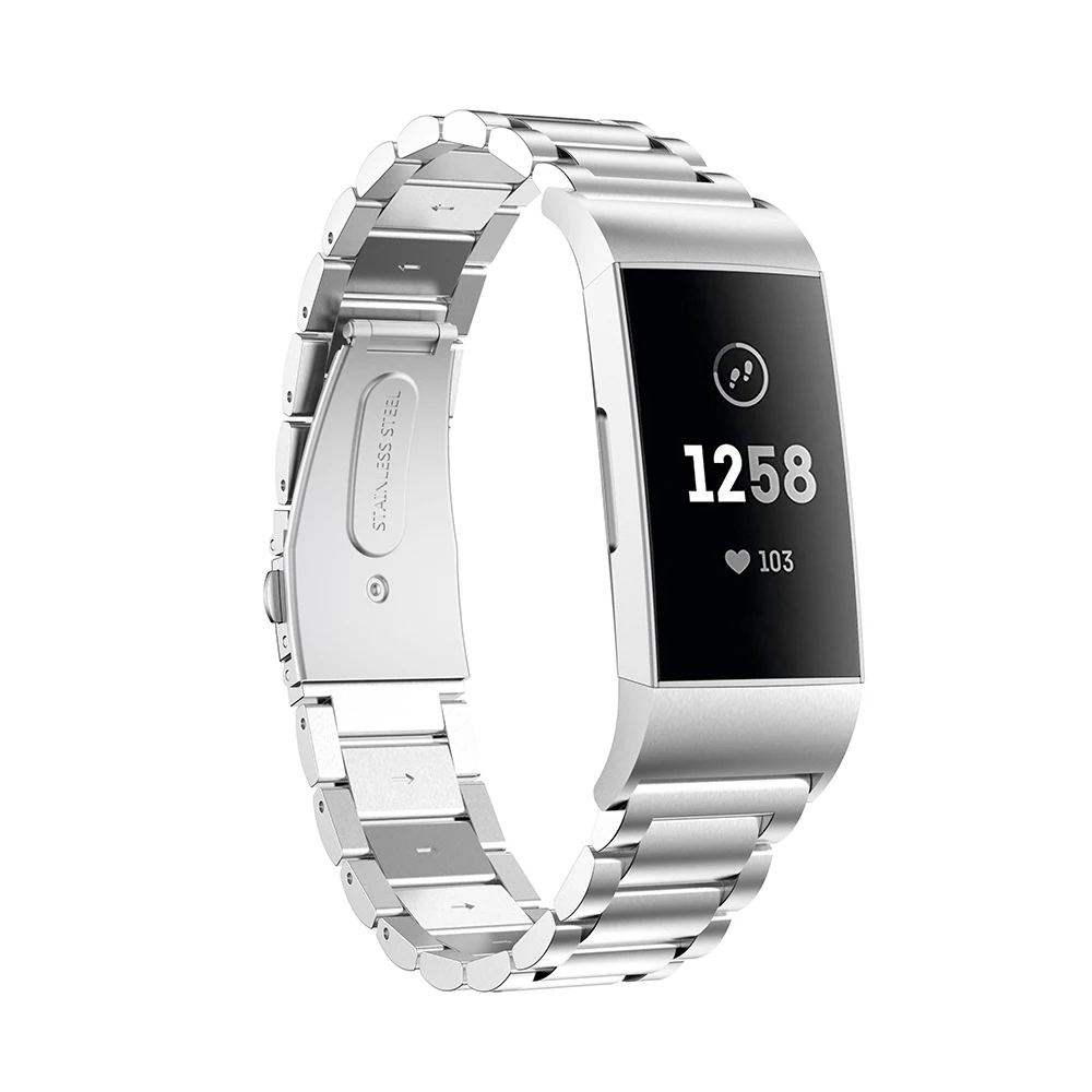 2020 металлический ремешок для Fitbit Charge 3 Band Смарт часы браслет из нержавеющей стали