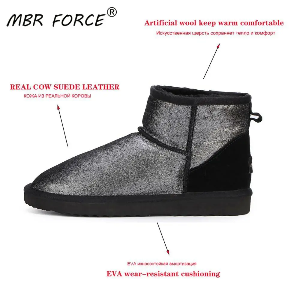 Женские ботинки из 100% натуральной кожи MBR FORCE теплые водонепроницаемые зимние