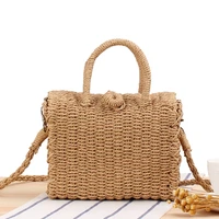 cross body hand carrying leisure woven small square box straw woven beach bag